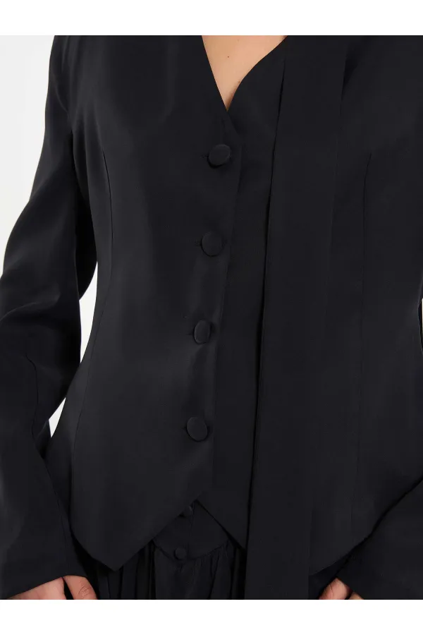 131049 Veste châle à col en V