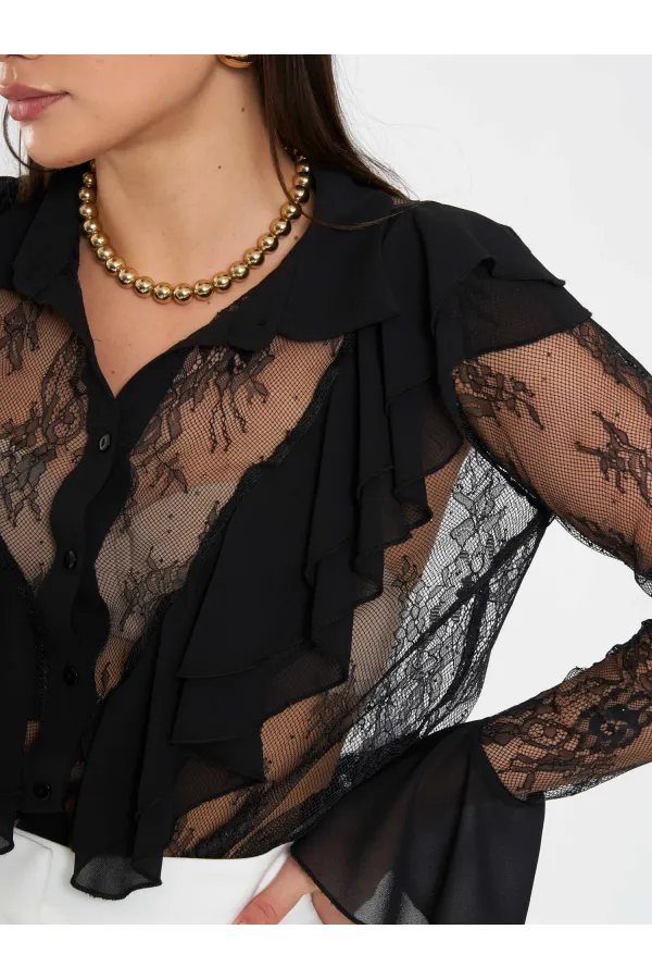 Chemisier en dentelle à volants 080791