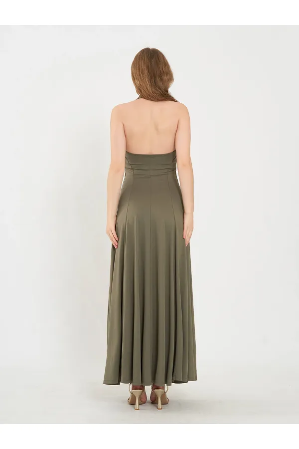 111684 Sırt Dekolteli Midi Elbise