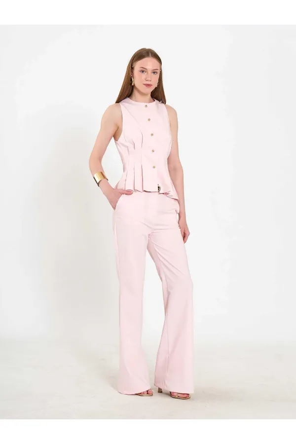 031673 Stella Straight Leg Trousers with Belt Buckle