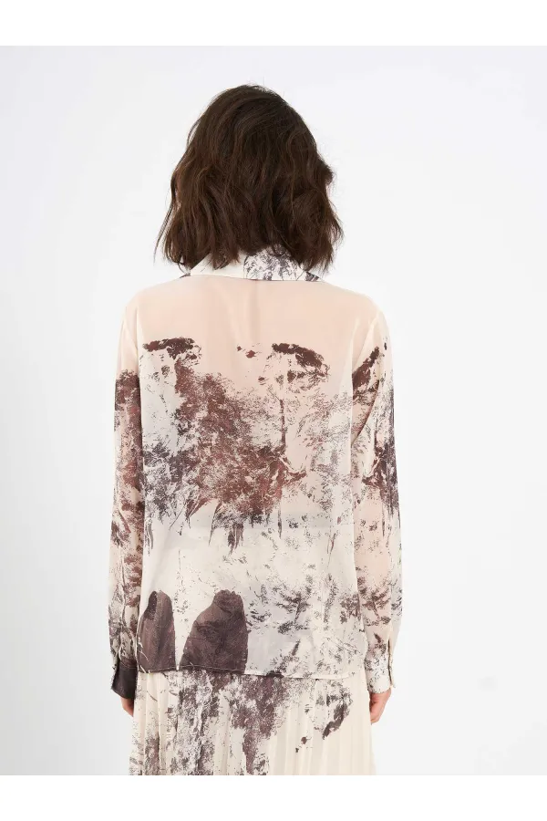 080813 Watercolor Effect Chiffon Shirt