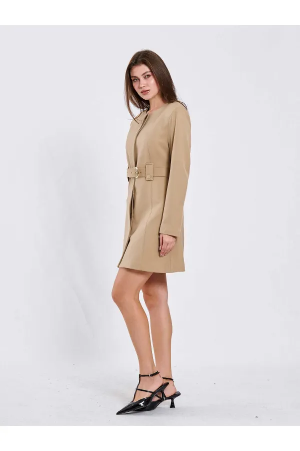 111640 Kendinden Kemerli Mini Elbise