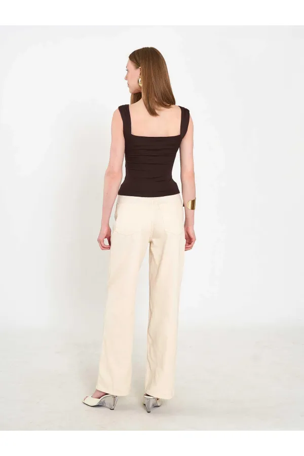 071926 Draped Front Knitted Blouse