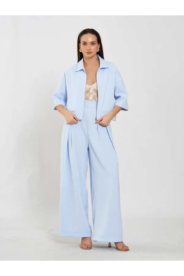 031635 A pileli Bol Paça Pantolon