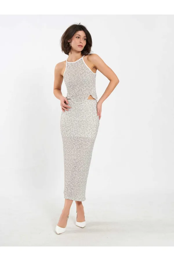 041185 Sequined Midi Skirt