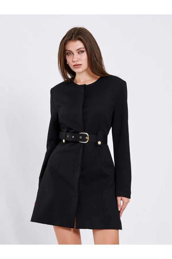 111640 Kendinden Kemerli Mini Elbise