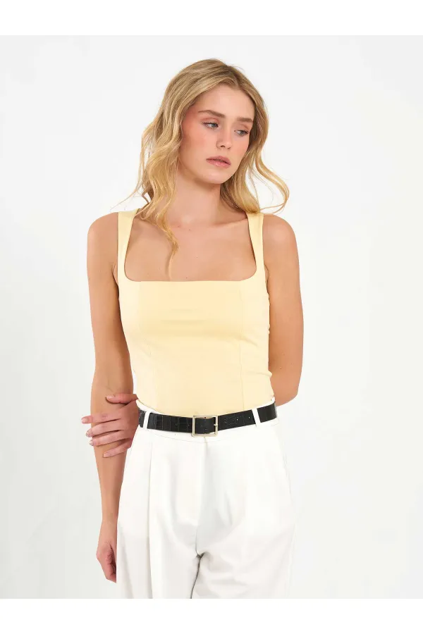 071857 Square Neck Strappy Blouse