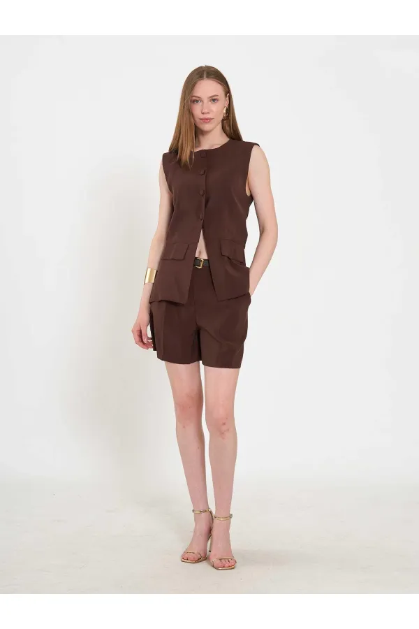 120732 Vest with Ruffled Hem