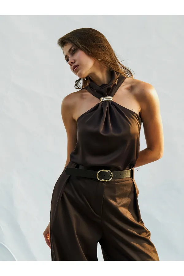 071773 Buckled Satin Blouse