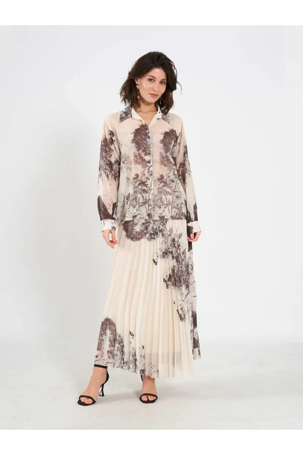 080813 Watercolor Effect Chiffon Shirt