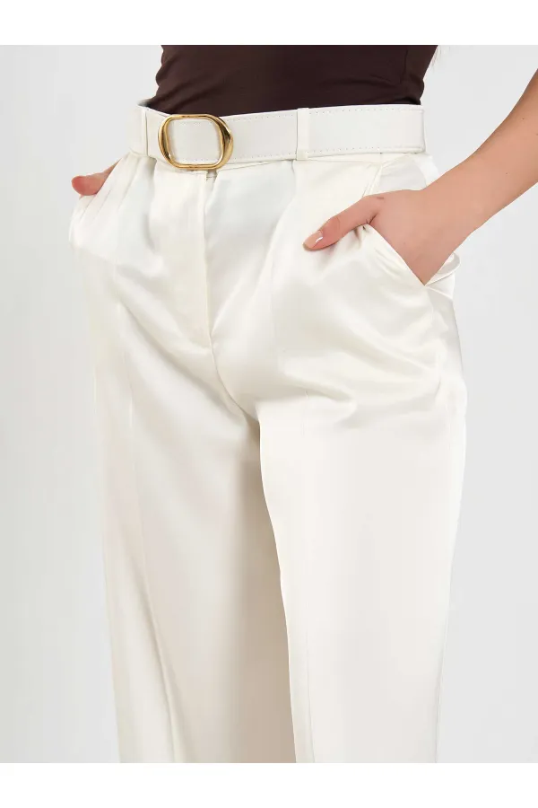 031656 Satin Belted Straight Leg Trousers