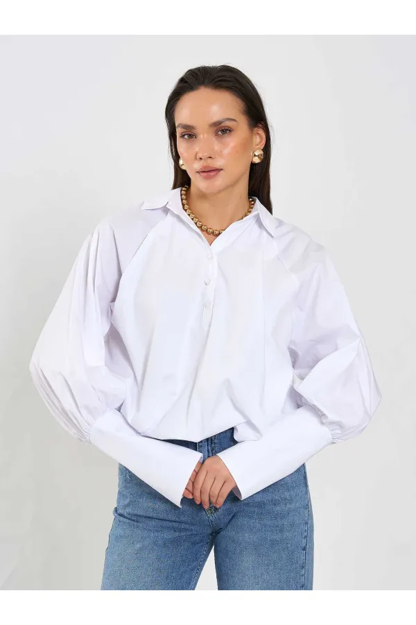 080795 Balon Poplin Gömlek