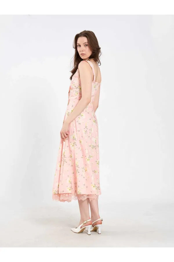 111729 Midi Dress with Ruched Bust and Ruffles 111729 Midi Dress with Ruched Bust and Ruffles