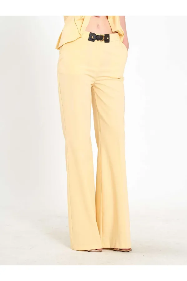 031673 Stella Straight Leg Trousers with Belt Buckle
