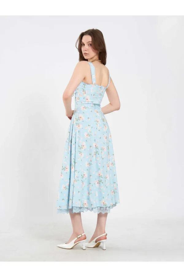 111729 Midi Dress with Ruched Bust and Ruffles 111729 Midi Dress with Ruched Bust and Ruffles