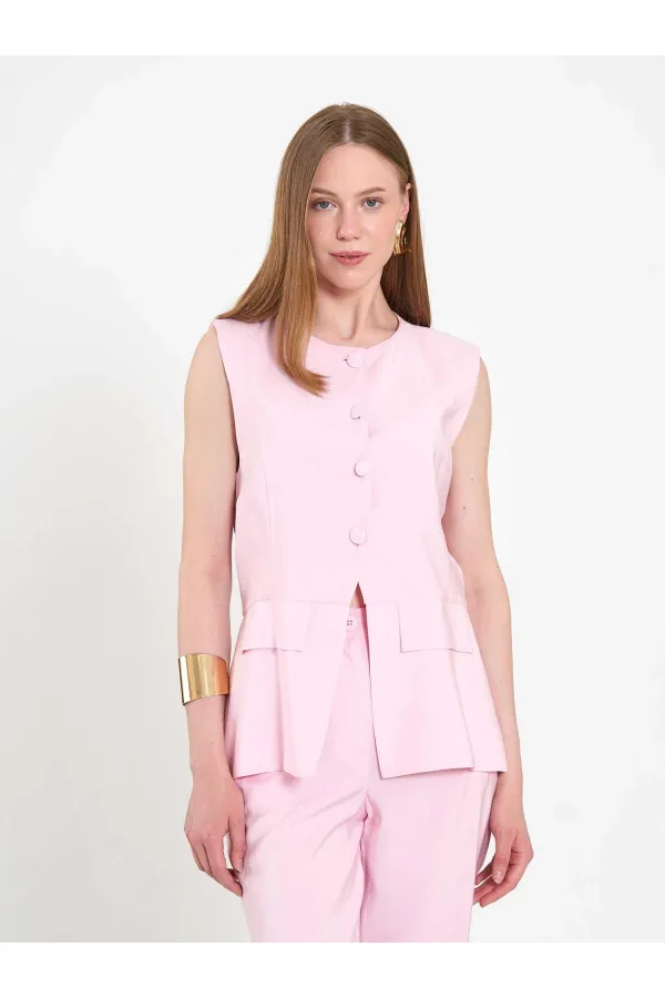 120732 Vest with Ruffled Hem