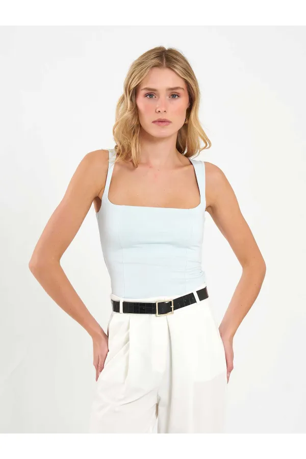 071857 Square Neck Strappy Blouse