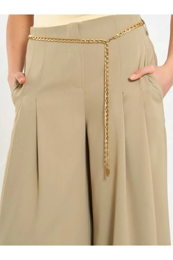 031641 Double Pleated Trousers with Trim
