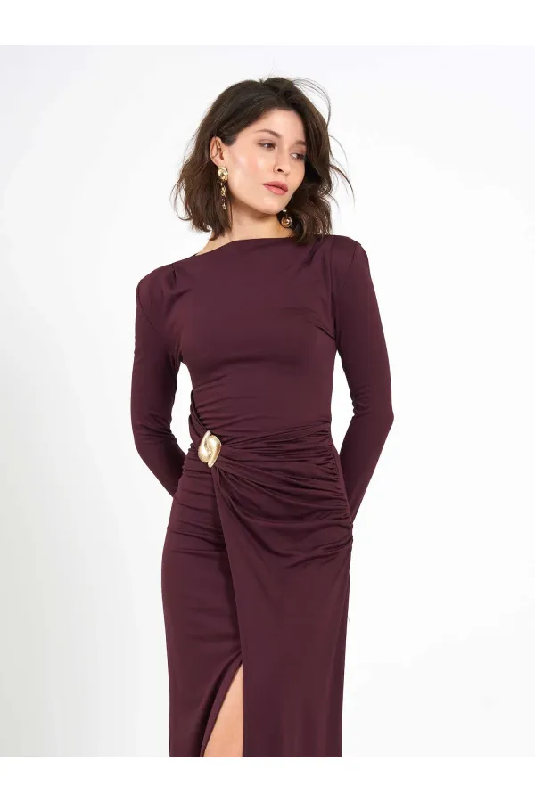 Robe midi drapée sur le devant 111699