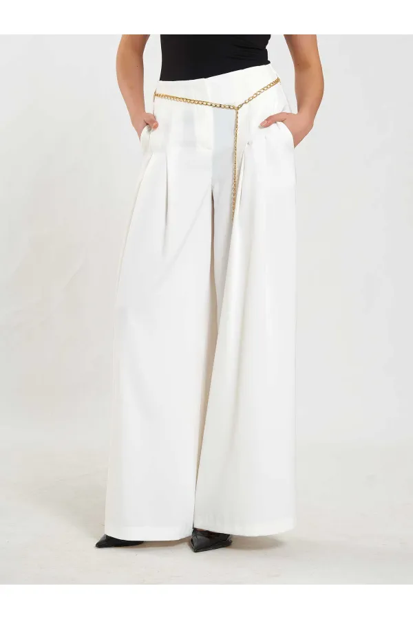 031641 Pervazlı Çift Pile Pantolon