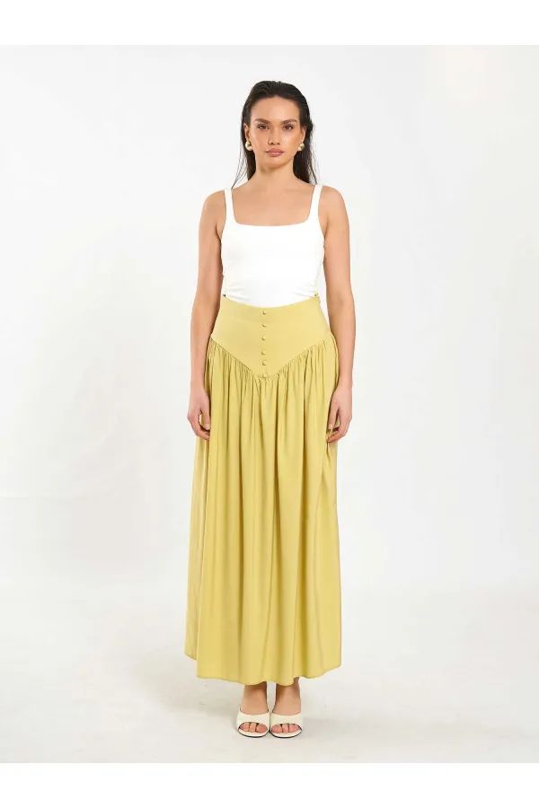 041171 Corset-style Long Front Buttoned Skirt