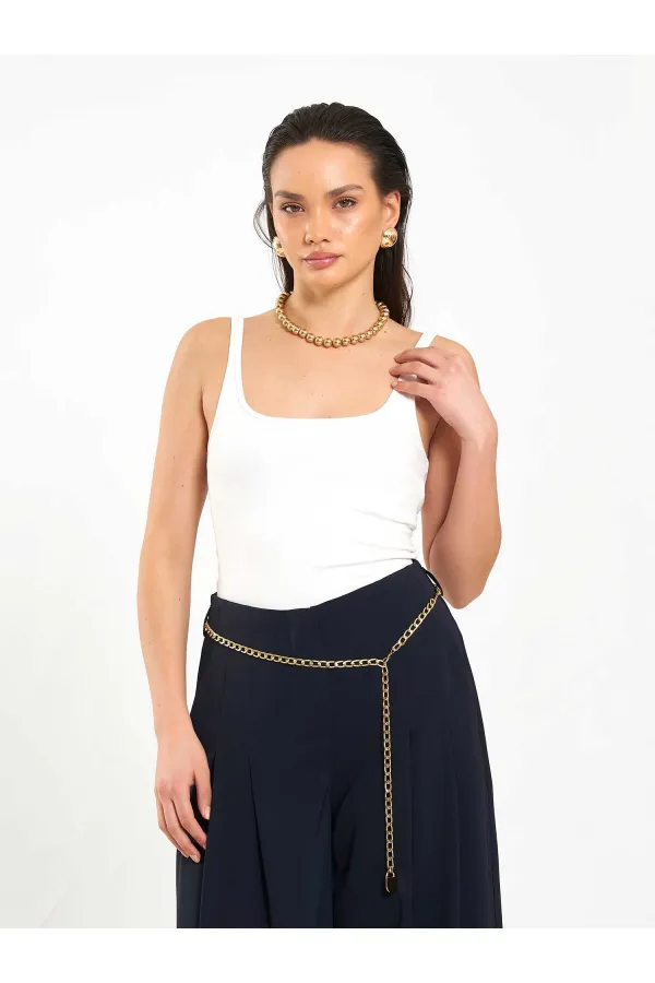 060332 U-Neck Slim Collar Tank Top