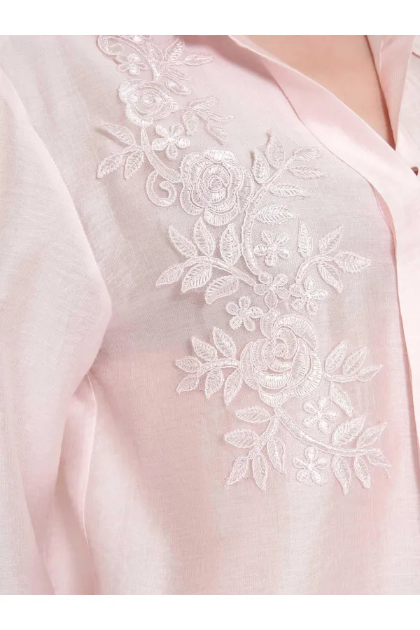 080820 Tencel Shirt with Lace Details