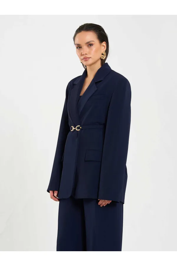 131060 Kemer Detaylı Oversize Ceket