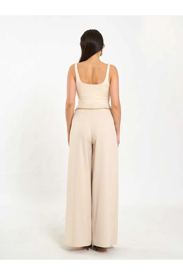 031641 Double Pleated Trousers with Trim