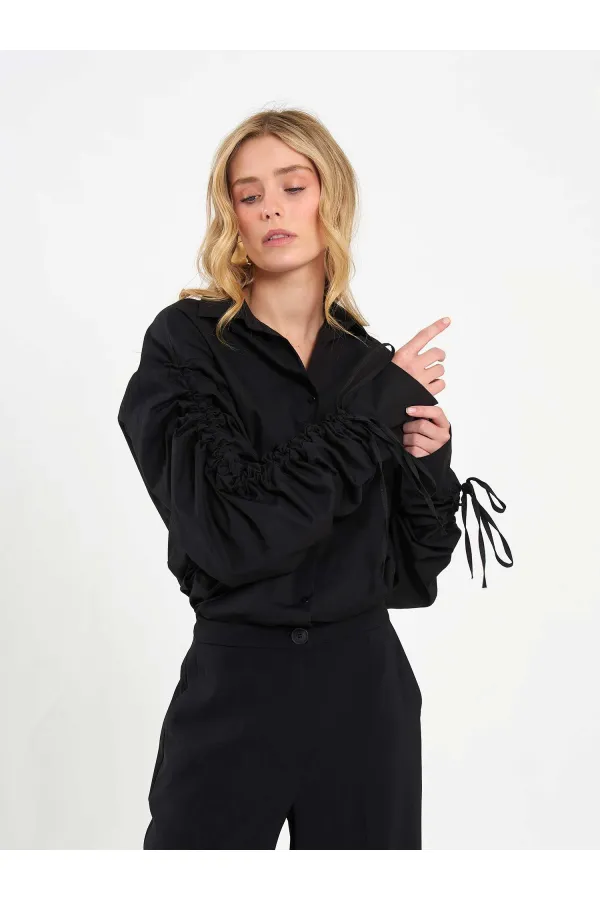 080796 Shirt with Gathered Sleeves