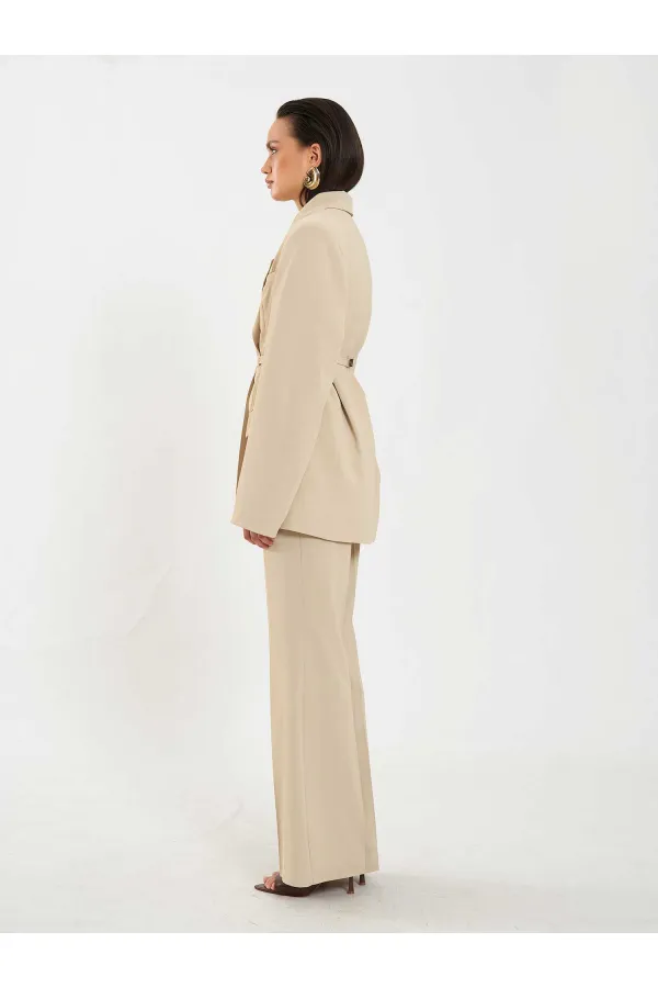 131060 Kemer Detaylı Oversize Ceket