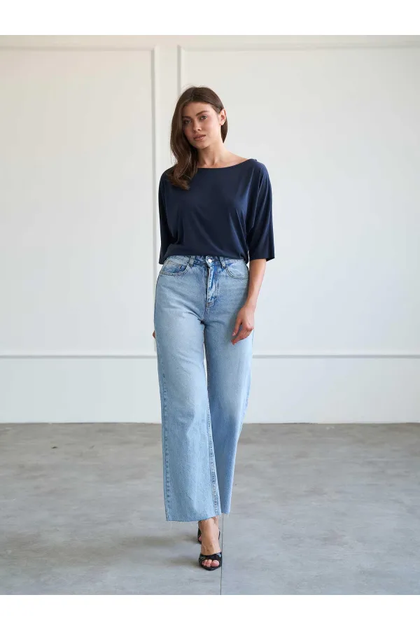 031666 Düz Paça Orta Bel Jeans