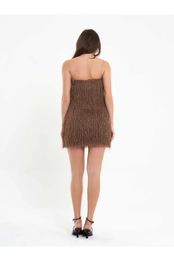 111658 Saçaklı Mini  Elbise