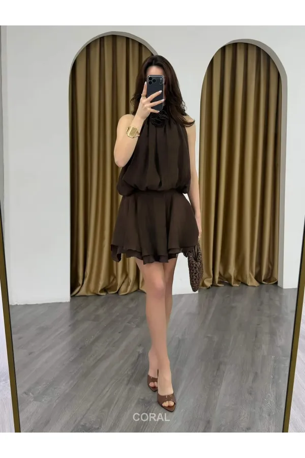 041182 Ribbed Waist Mini Skirt