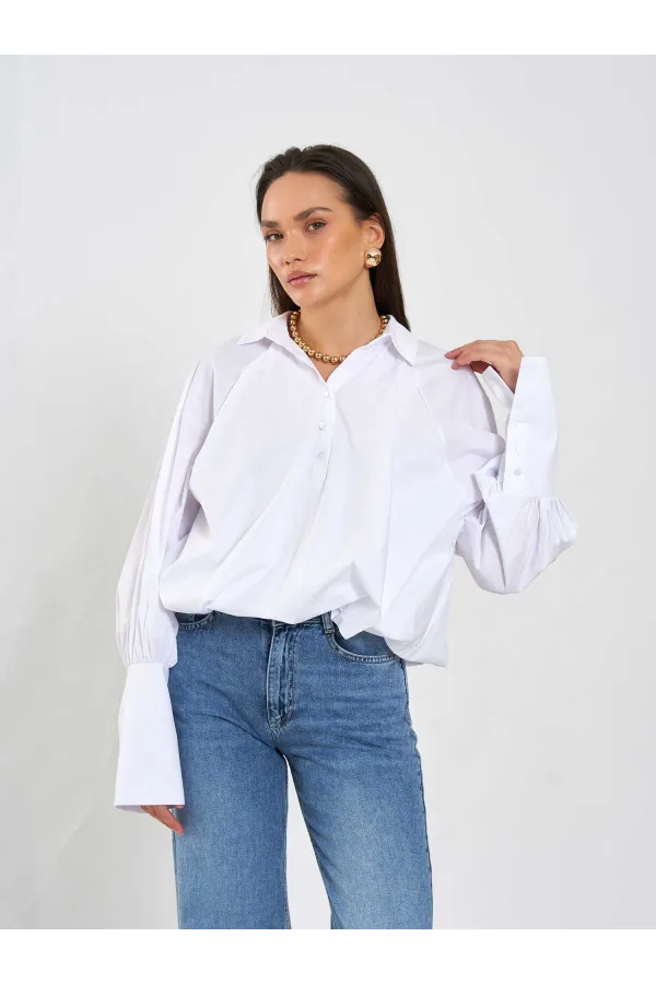 080795 Balon Poplin Gömlek