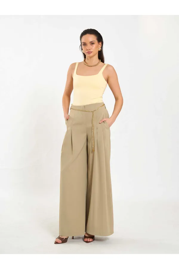 031641 Double Pleated Trousers with Trim