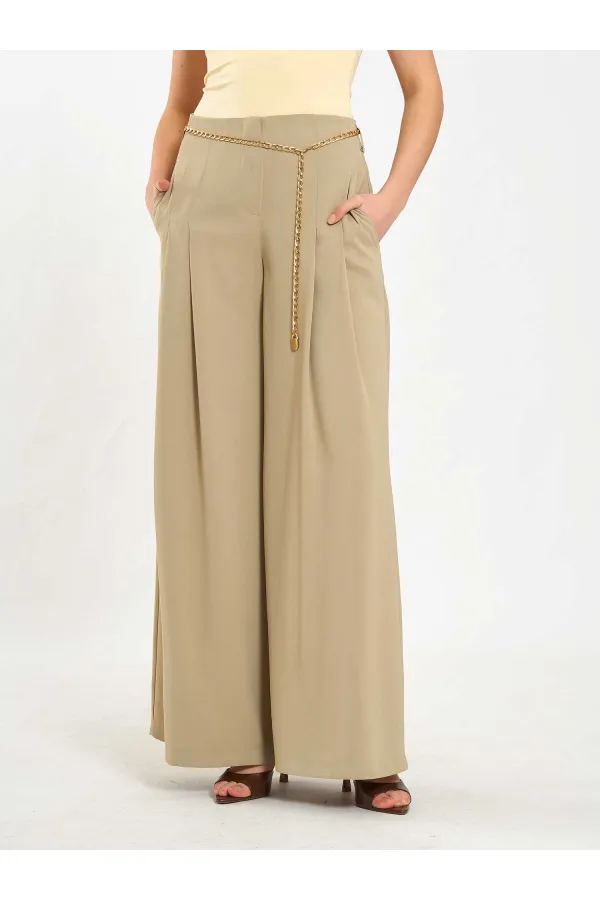 031641 Double Pleated Trousers with Trim