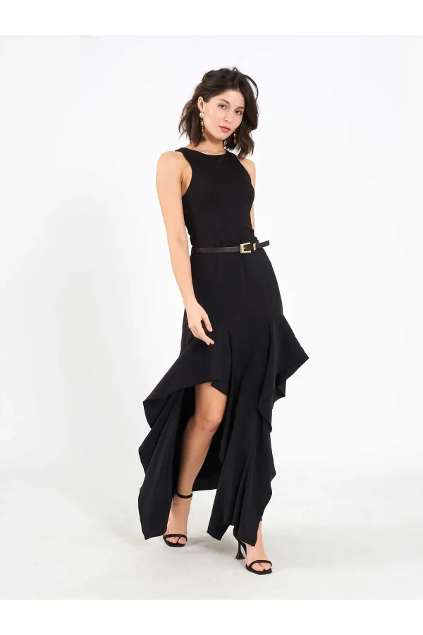 111711 Embellished Belted Dress