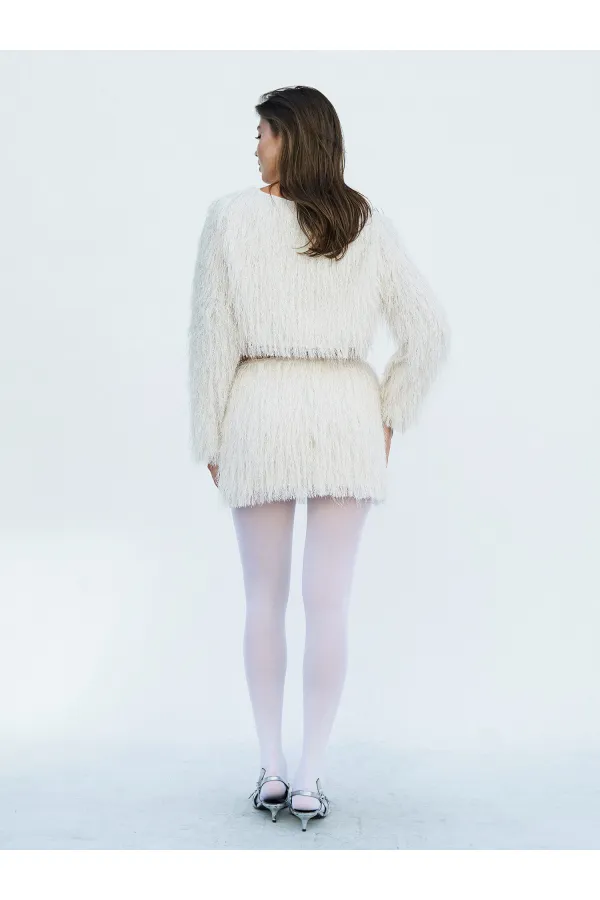 041118 Saçaklı Mini Etek