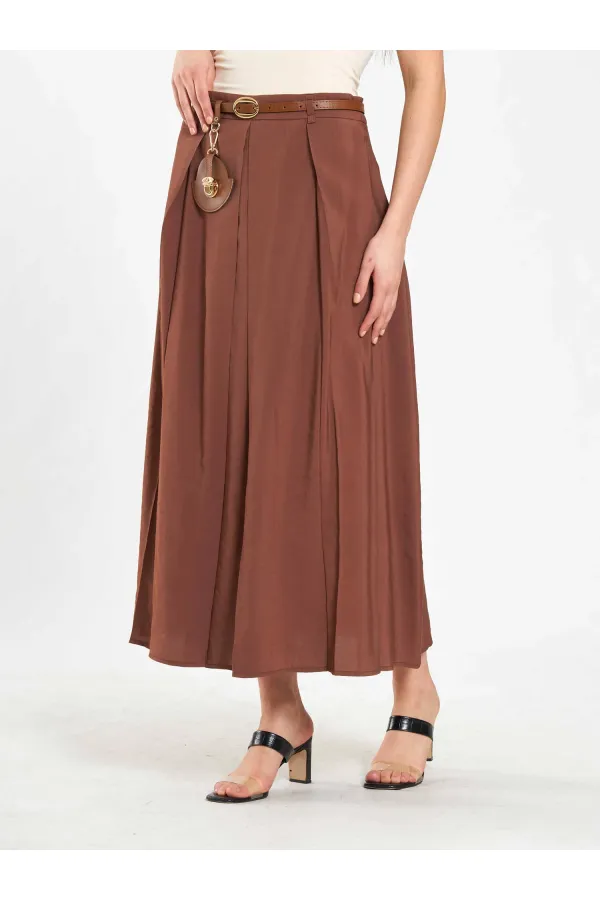 041164 A Pleated Belted Midi Skirt