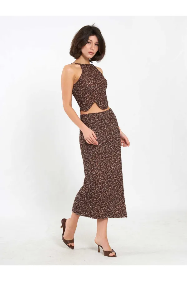 Jupe midi à sequins 041185