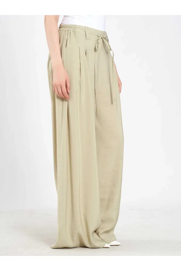 031678 Elastic Waist Detail Belted Trousers