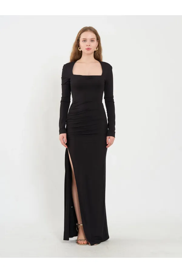 111694 Long-Sleeved Dress with Slit