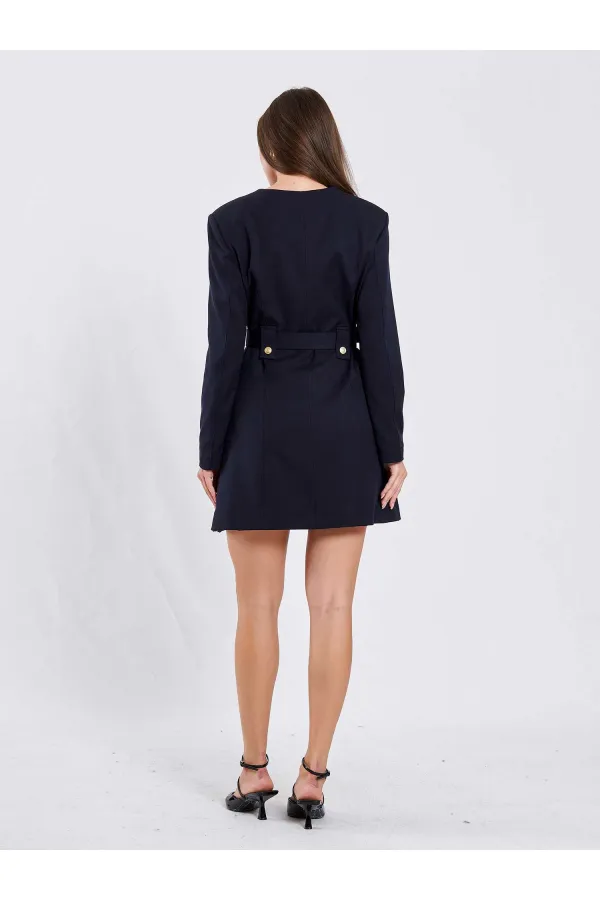 111640 Kendinden Kemerli Mini Elbise