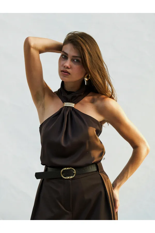 071773 Buckled Satin Blouse