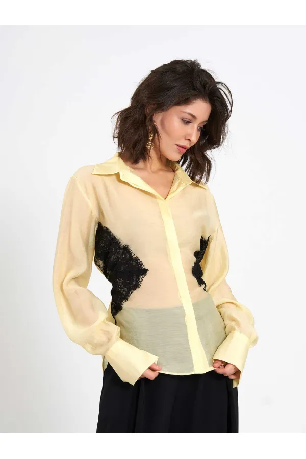 080812 Dantel Detaylı Gömlek