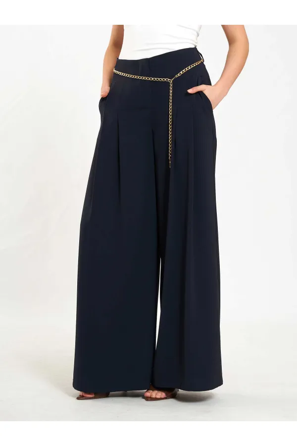 031641 Double Pleated Trousers with Trim