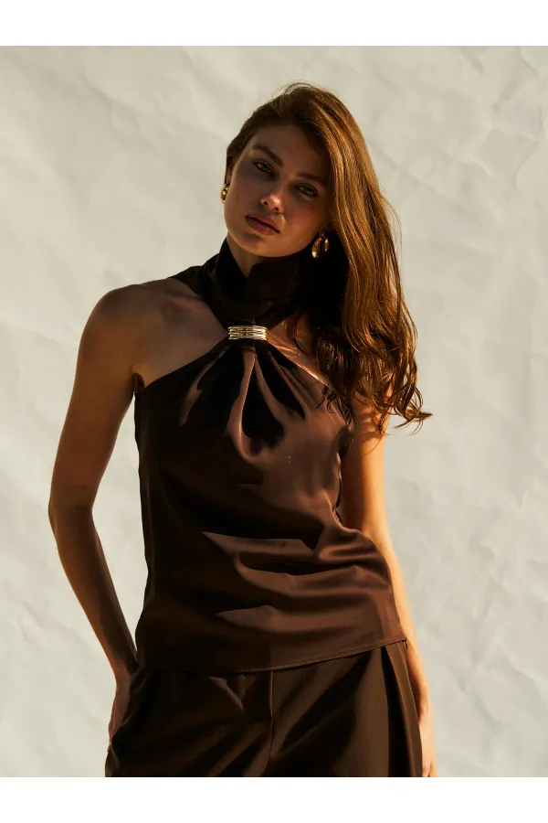 071773 Buckled Satin Blouse 071773 Buckled Satin Blouse