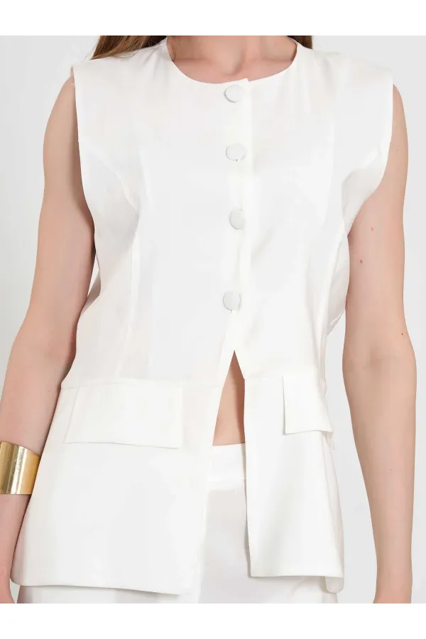 120732 Vest with Ruffled Hem