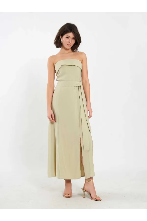 111706 Strapless Dress with Slit